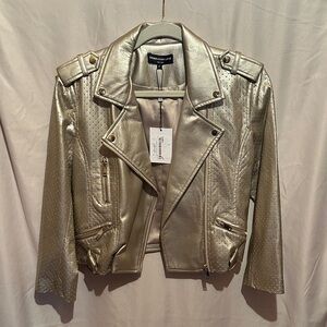 Generation Love Silver Perforated Faux-Leather Moto Jacket
